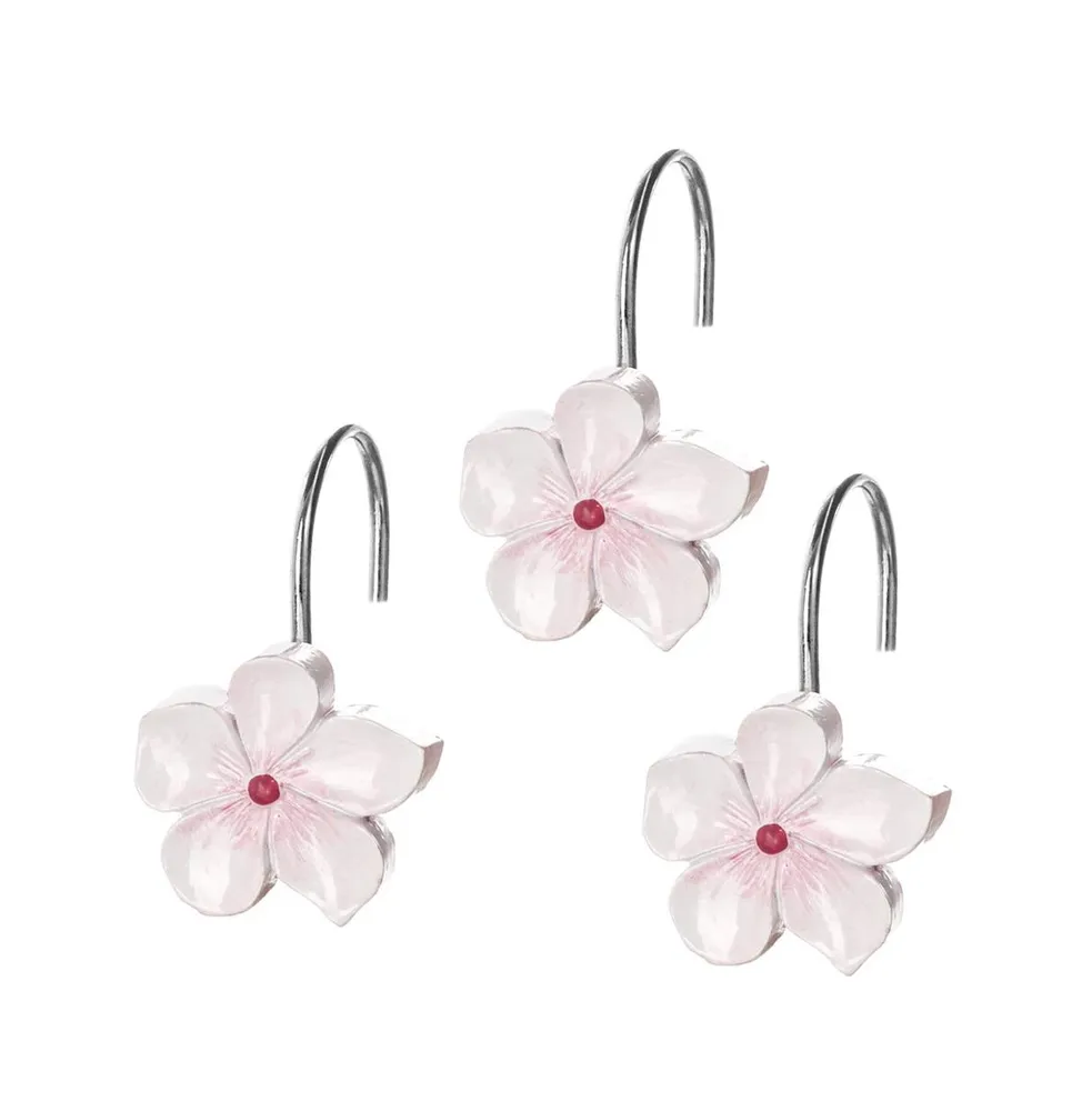 Vanda White Shower Curtain Hooks Set of 12