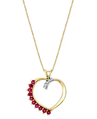 Ruby (1/2 ct. t.w.) & Diamond Accent 18" Heart Pendant Necklace 10k Gold (Also Tanzanite)