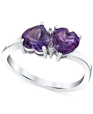 Amethyst (1-3/8 ct.tw ) & Diamond Accent Double Heart Ring in 10k White Gold