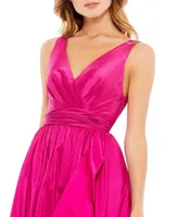 Women's Taffeta Hi-Low Ruffle Gown