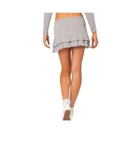 Women's Fig ruffle hem pointelle mini skirt - Gray