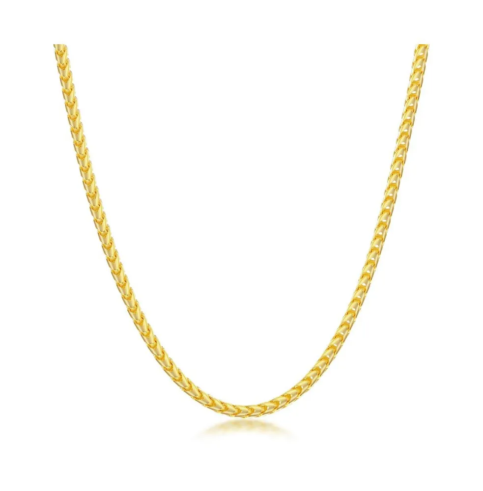 Diamond cut Franco Chain 2.5mm Sterling Silver or Gold Plated Over 20" Necklace