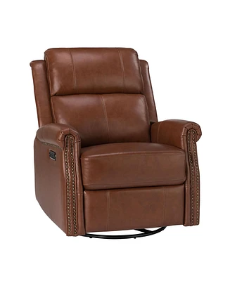 Chapas Transitional Genuine Leather Power Recliner