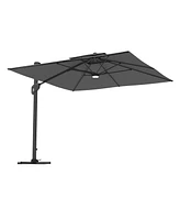 Mondawe 10ft Square Solar Led Offset Cantilever Outdoor Patio Umbrella with Built-in Bluetooth Speaker