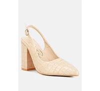 Womens macha croctexture sling back heels