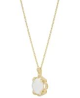 Opal (1 ct. t.w.) & Diamond (1/10 ct. t.w.) 18" Pendant Necklace in 14k Gold