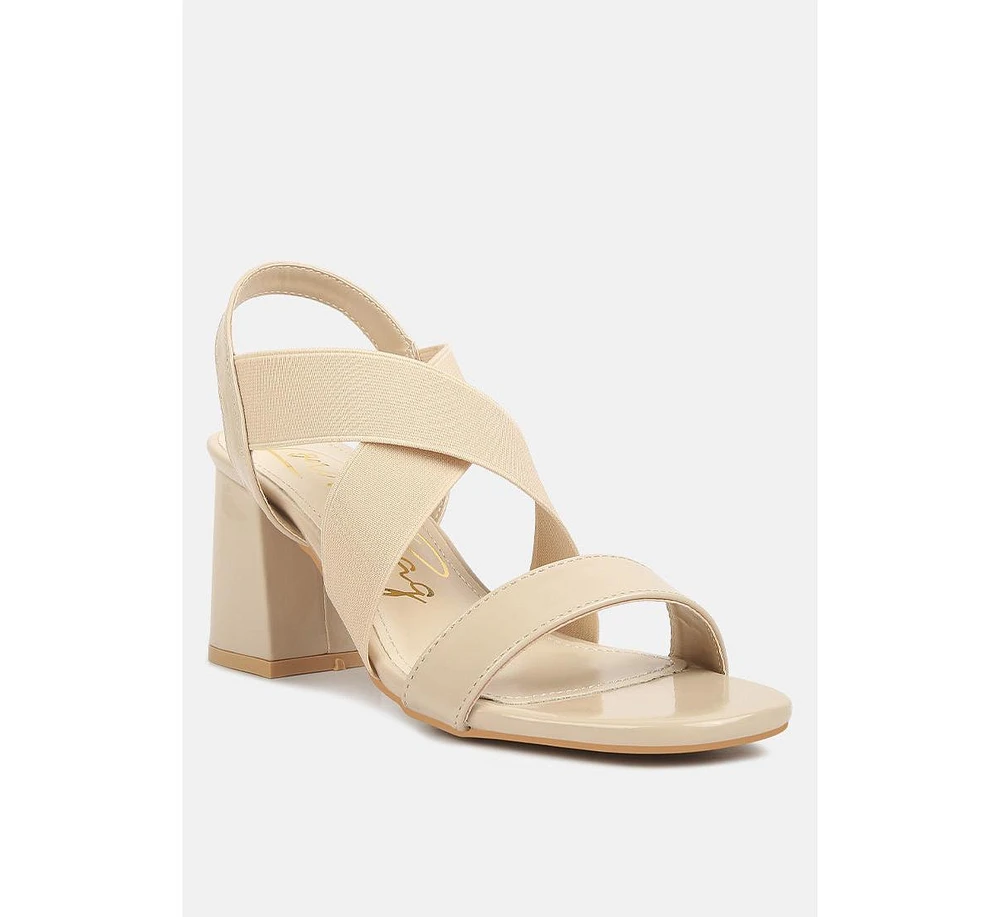 Women's Elastic Straps Block Heel Sandals