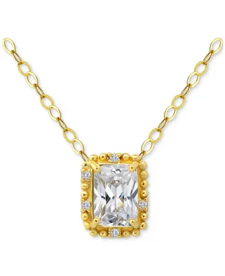 Giani Bernini Cubic Zirconia Bead Frame Pendant Necklace 18k Gold-Plated Sterling Silver, 16" + 2" extender, Created for Macy's
