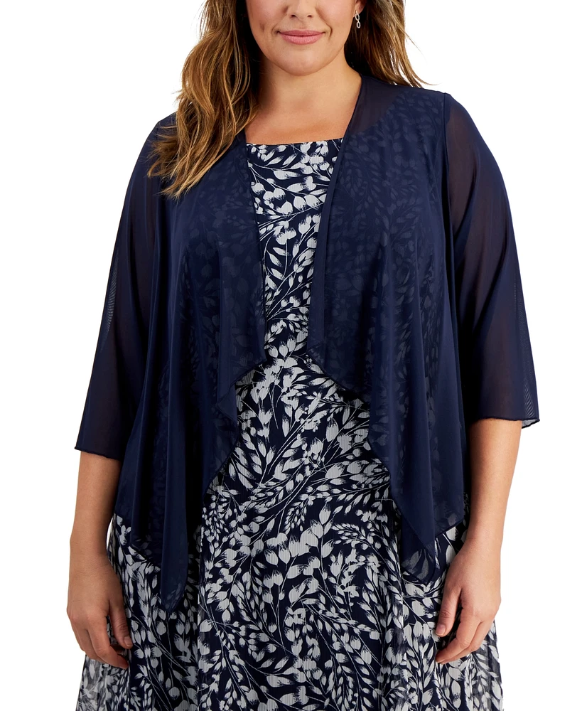 Connected Plus Size Floral-Print Dress & Jacket