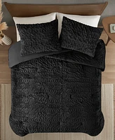 Madison Park Blair Ruched 3-Pc. Faux Fur Comforter Set