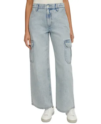 Calvin Klein Jeans Women's High Rise Wide-Leg Cotton Cargo