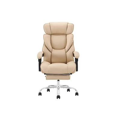 Pu Leather Reclining Office Chair with Footrest 300lbs