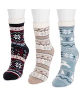 Muk Luks Women's 3 Pair Pack 2 Layer Ankle Socks, One