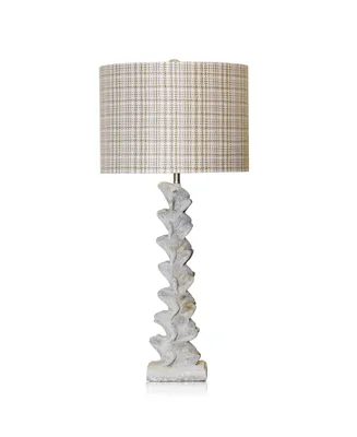 35" Ribbit Stacked Cement Frogs Table Lamp with Pastel Plaid Shade