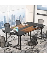 Tribe signs Rectangle Conference Table, Business Style Large Office Conference with Strong Metal Legs