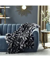 Cozy Tyme Caron Faux Feather Fur Throw 50"x60", Navy