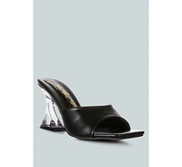Womens Sweet16 Clear Spool Heel Sandals