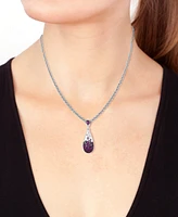 Effy Ruby (3/4 ct. t.w.) & White Sapphire (3/8 ct. t.w.) Ombre Cluster 18" Pendant Necklace in Sterling Silver