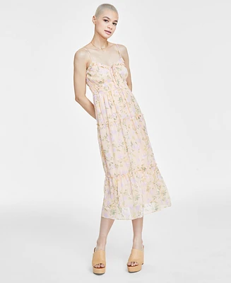 Hippie Rose Juniors' Chiffon Lurex Midi Dress