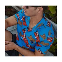 Baja Llama Men's Purrfect Woman - Blue Nighthawk Button Up Shirt