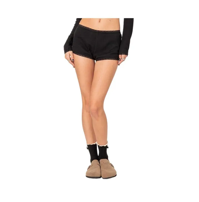 Edikted Women's Grwm waffle micro shorts