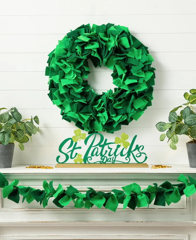 Glitzhome 19.25" D St. Patrick's Felt Wreath