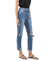 Flying Monkey Women's Super High Rise Distressed Mom Jeans