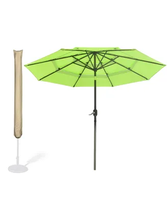 Yescom 11 Ft 3 Tier Patio Umbrella with Protective Cover Crank Push to Tilt Aluminum