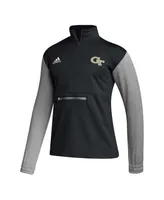 Men's adidas Black Georgia Tech Yellow Jackets Sideline Aeroready Half-Zip Sweatshirt