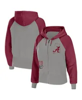 Women's Wear by Erin Andrews Gray Alabama Crimson Tide Raglan Full-Zip Hoodie