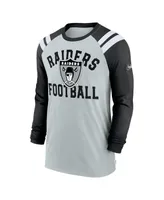 Men's Nike Silver, Black Las Vegas Raiders Classic Arc Raglan Tri-Blend Long Sleeve T-shirt