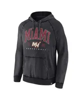 Men's Fanatics Heather Charcoal Distressed Miami Heat Foul Trouble Snow Wash Raglan Pullover Hoodie