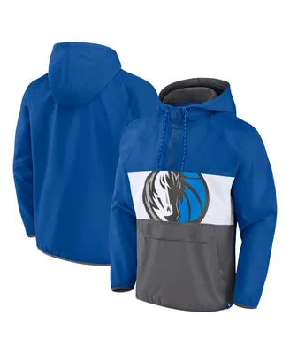 Men's Fanatics Blue, Gray Dallas Mavericks Anorak Flagrant Foul Color-Block Raglan Hoodie Half-Zip Jacket