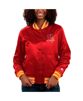 Women's Starter Red Tampa Bay Buccaneers Full Count Satin Full-Snap Varsity Jacket