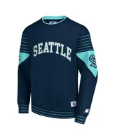 Men's Starter Deep Sea Blue Seattle Kraken Faceoff Pullover Sweatshirt