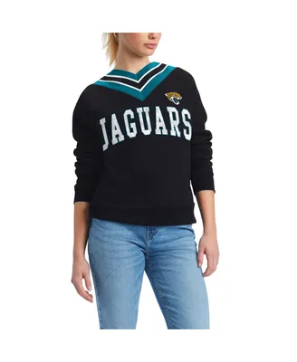 Women's Tommy Hilfiger Black Jacksonville Jaguars Heidi V-Neck Pullover Sweatshirt