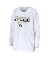 Women's Wear by Erin Andrews White New Orleans Saints Domestic Pullover Sweatshirt