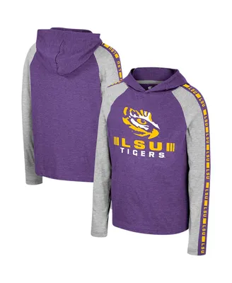 Big Boys Colosseum Purple Lsu Tigers Ned Raglan Long Sleeve Hooded T-shirt