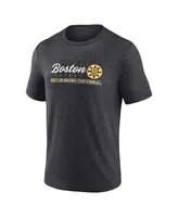 Men's Fanatics Heather Charcoal Distressed Boston Bruins Centennial Hockey Tri-Blend T-shirt