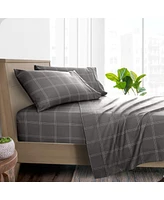 Bare Home Ultra-Soft Double Brushed Print California King Sheet Set - Plaid