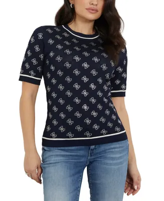 Guess Women's Rosie 4G Embellished Short-Sleeve Sweater