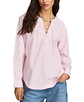 Lucky Brand Cotton Lace-Up Long-Sleeve Boyfriend Shirt