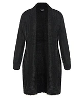 City Chic Women's Fluffy Longline Cardigan