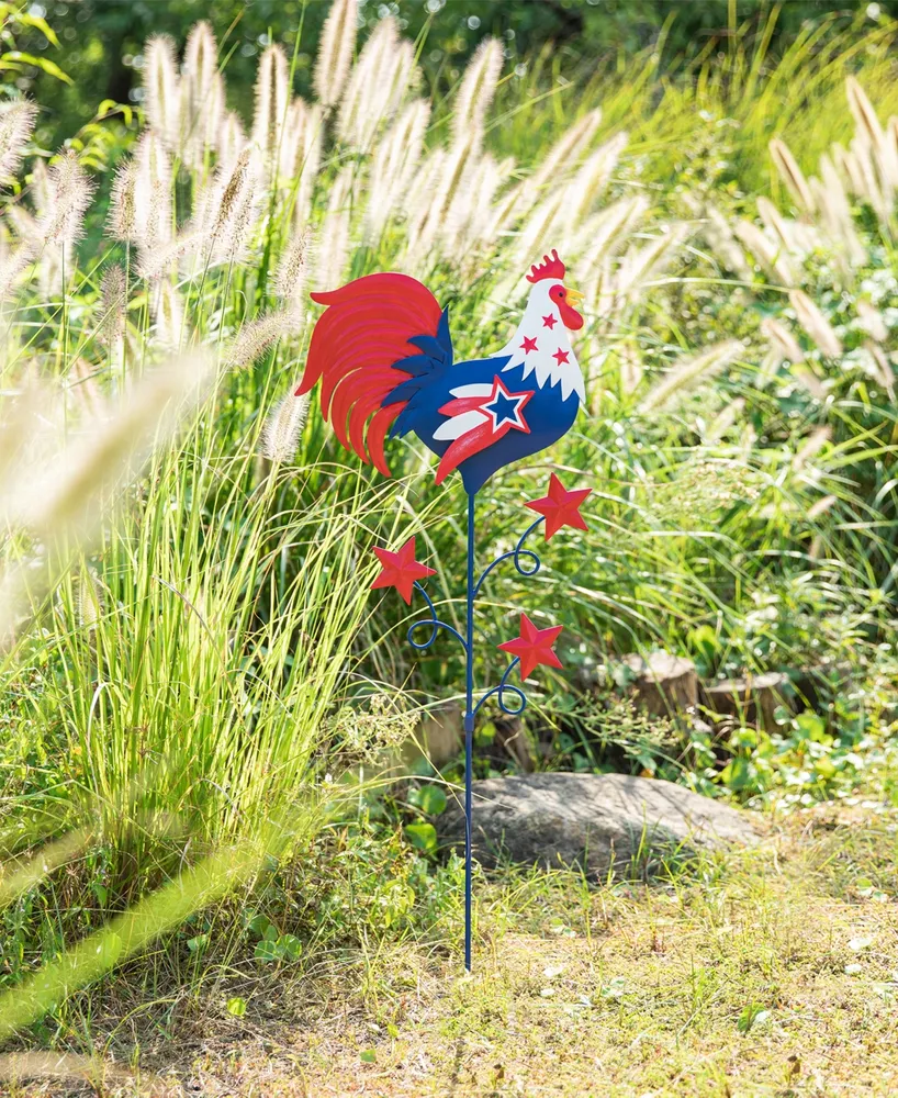 Glitzhome 35.75" H Patriotic, Americana Metal Rooster Yard Stake