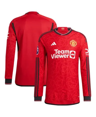 Men's adidas Red Manchester United 2023/24 Home Authentic Long Sleeve Jersey