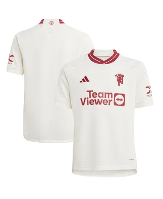 Big Boys and Girls adidas White Manchester United 2023/24 Third Replica Jersey