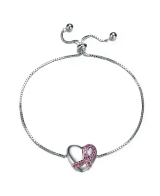 Gigi Girl Teens/Young Adults White Gold Plated with infinity Ribbon on Heart Adjustable Bracelet