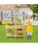 Backyard Pretend Play Toy Kitchen with Stove Top