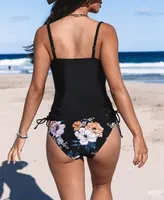 Women's Cutout Drawstring Floral Bikini Sets
