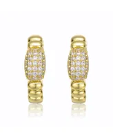 GiGiGirl Teens Sterling Silver 14k Gold Plated with Cubic Zirconia Scalloped Huggie Hoop Earrings